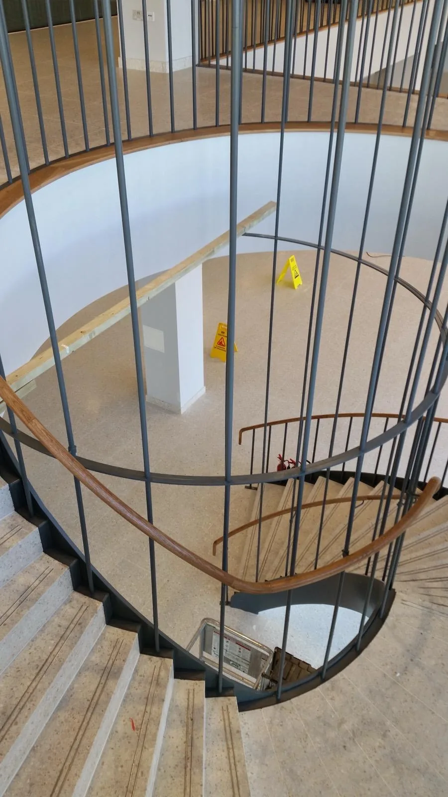 Commercial staircase from upper level
